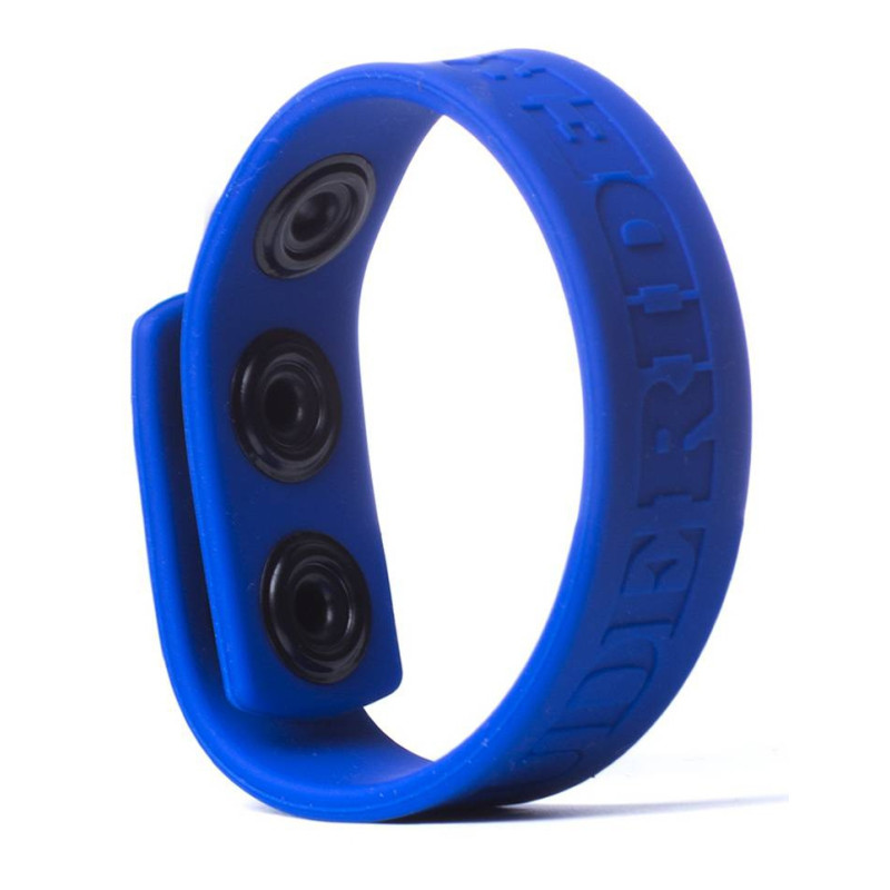 Rude Rider Cockring silicone 3 Snaps Bleu